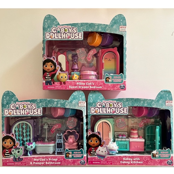 Gabby’s Dollhouse 3 rooms set bundle - Picture 1 of 4